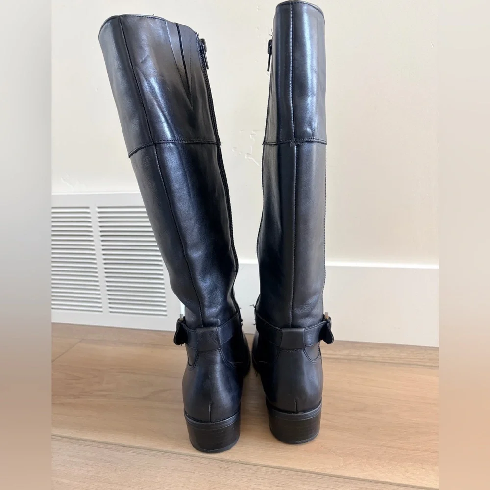 Lauren Ralph Lauren Maryann Black Leather Riding Boots